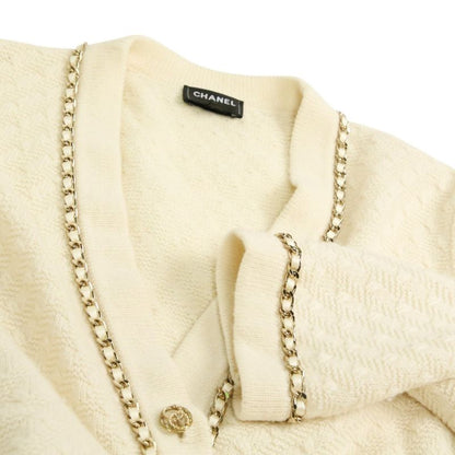 23B Chanel Chain Decoration Coco Button 100% Cashmere Long Knit Cardigan Coat