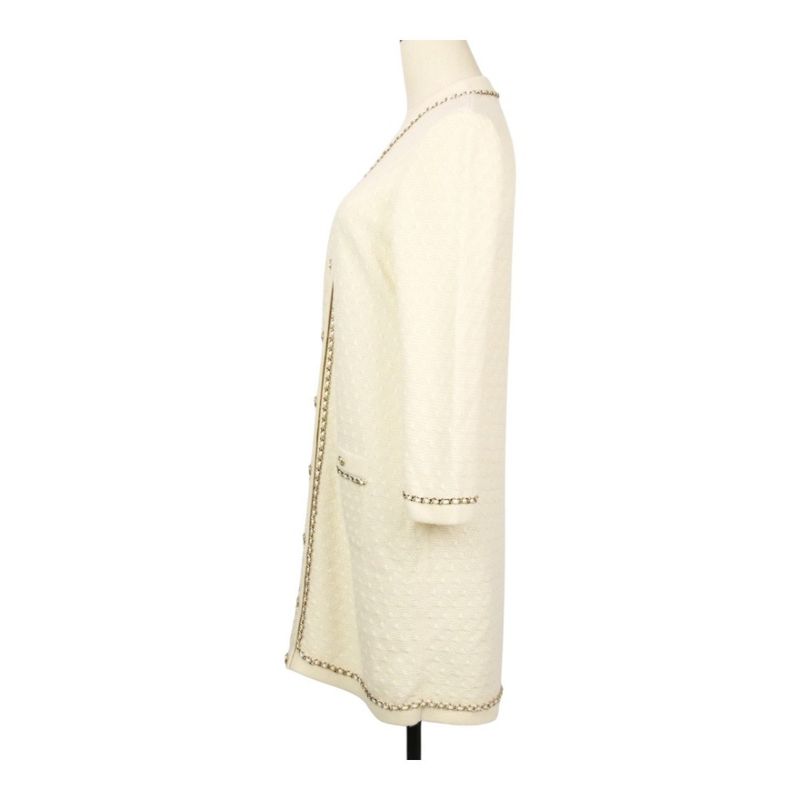 23B Chanel Chain Decoration Coco Button 100% Cashmere Long Knit Cardigan Coat