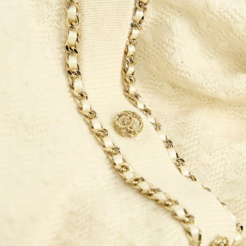 23B Chanel Chain Decoration Coco Button 100% Cashmere Long Knit Cardigan Coat