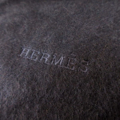 Hermes 100% Cashmere Logo Embroidery Fringe Scarf Navy Men's Women's Used