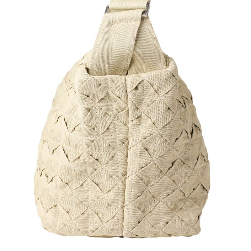 Bottega Veneta Intrecciato Webbing Line Canvas Shoulder Bag Beige Men Women Old