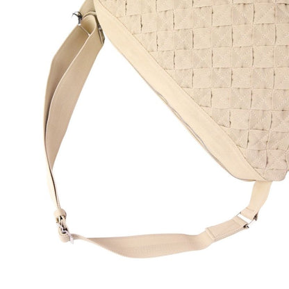 Bottega Veneta Intrecciato Webbing Line Canvas Shoulder Bag Beige Men Women Old