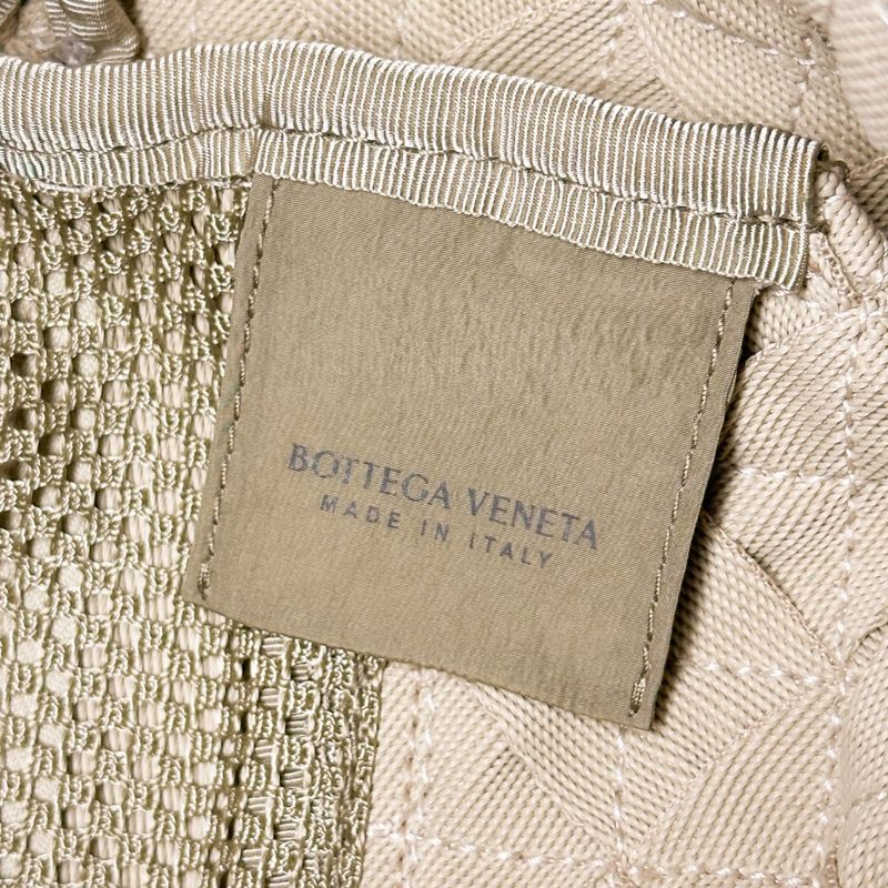 Bottega Veneta Intrecciato Webbing Line Canvas Shoulder Bag Beige Men Women Old
