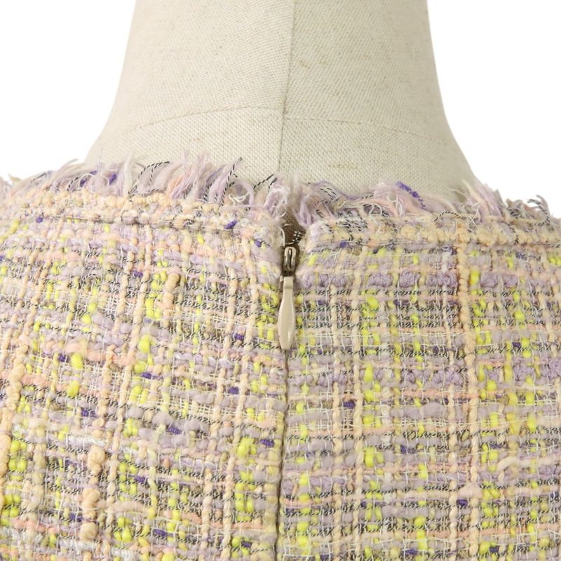 04P Chanel Coco Mark V Neck Tweed Dress P22994 Multicolor Women's Used