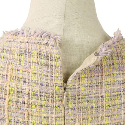 04P Chanel Coco Mark V Neck Tweed Dress P22994 Multicolor Women's Used