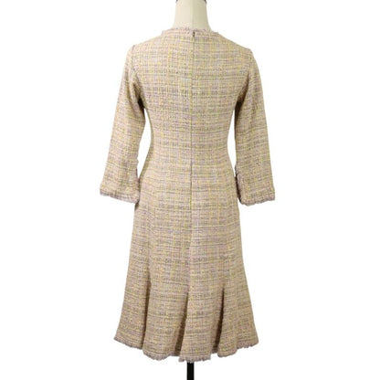04P Chanel Coco Mark V Neck Tweed Dress P22994 Multicolor Women's Used