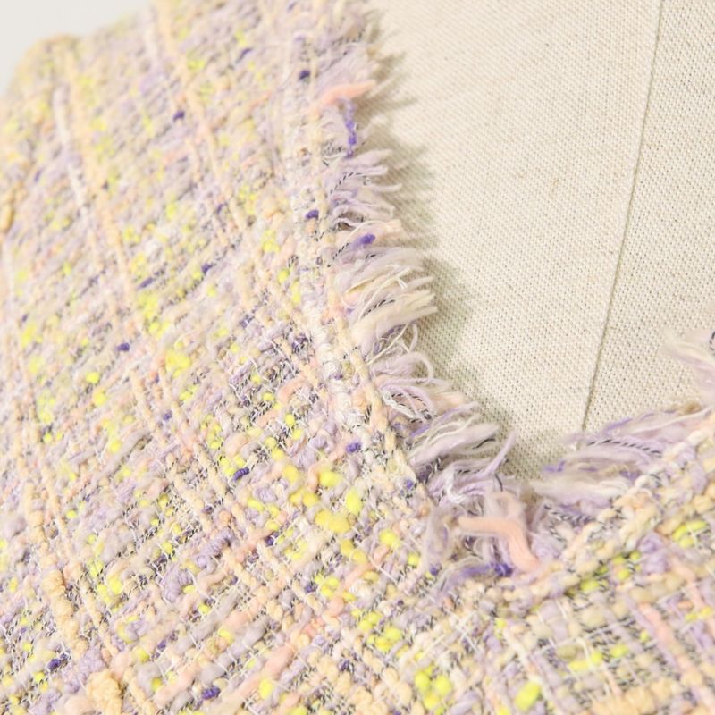 04P Chanel Coco Mark V Neck Tweed Dress P22994 Multicolor Women's Used