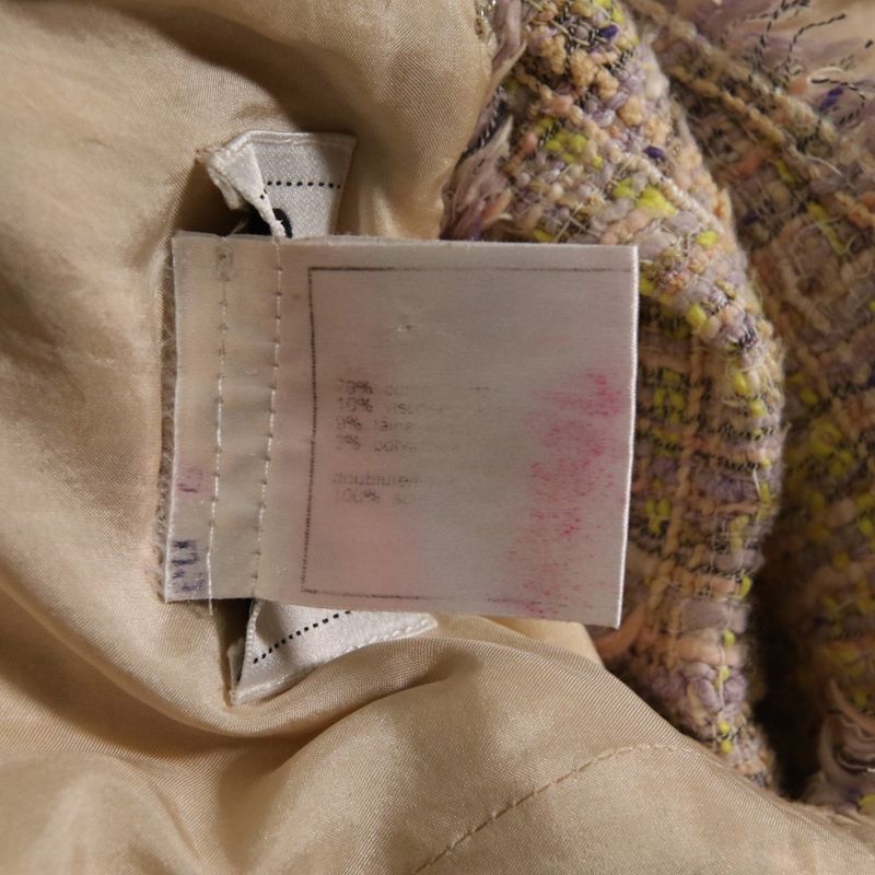 04P Chanel Coco Mark V Neck Tweed Dress P22994 Multicolor Women's Used