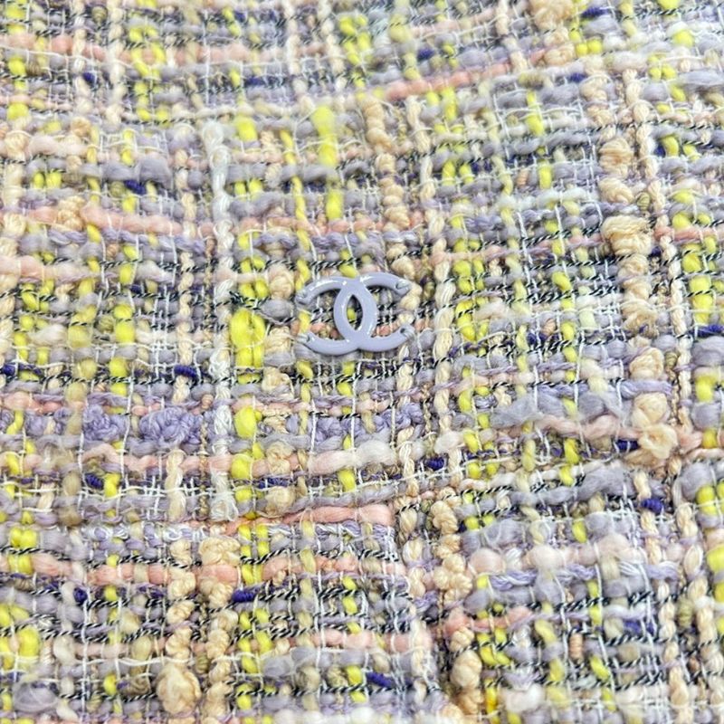 04P Chanel Coco Mark V Neck Tweed Dress P22994 Multicolor Women's Used