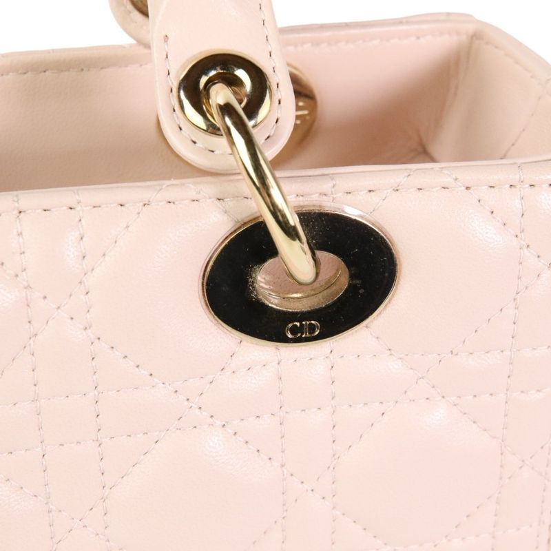 Christian DIOR Lady Dior Cannage 2way Handbag Shoulder Bag Cal44550 Pink Ladies