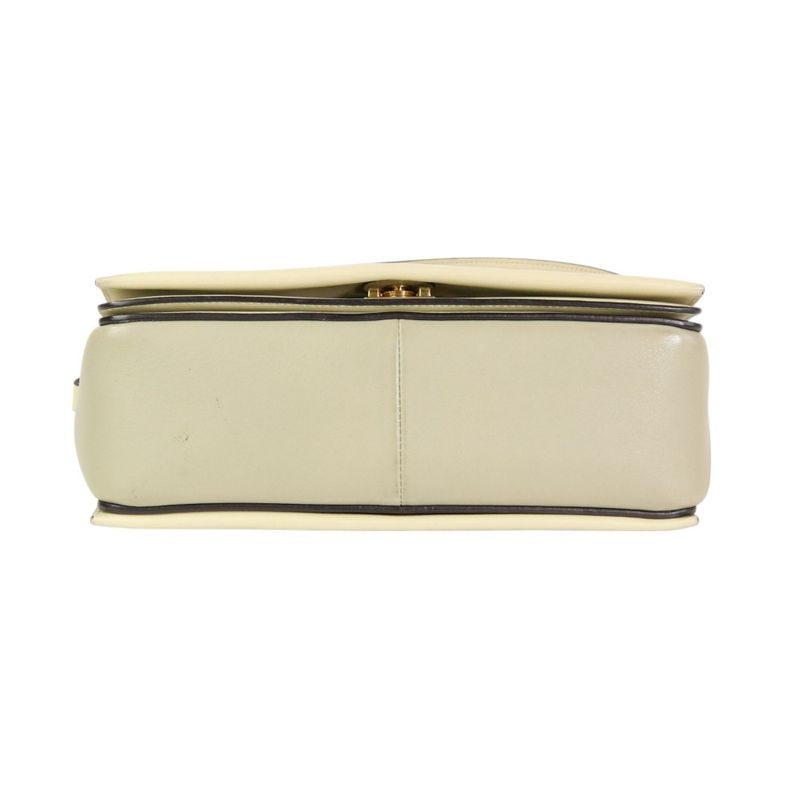 Good Celine Frame Medium Calf Leather Shoulder Bag 180263 Ivory Gray Ladies Used