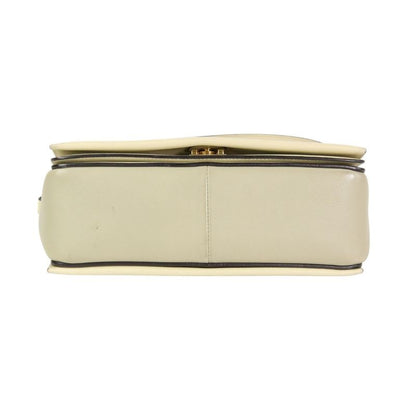 Good Celine Frame Medium Calf Leather Shoulder Bag 180263 Ivory Gray Ladies Used