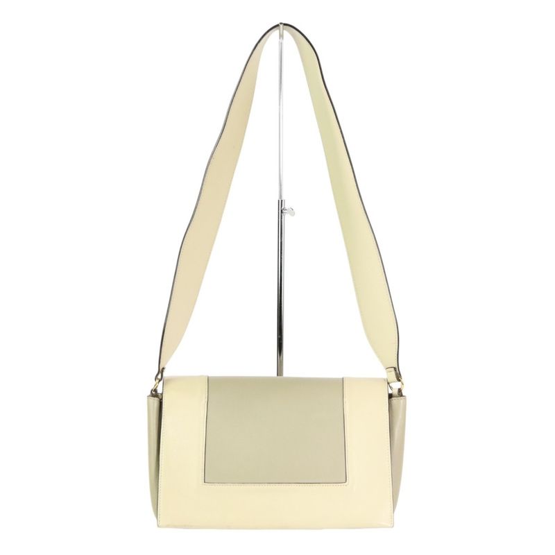Good Celine Frame Medium Calf Leather Shoulder Bag 180263 Ivory Gray Ladies Used