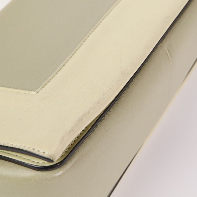 Good Celine Frame Medium Calf Leather Shoulder Bag 180263 Ivory Gray Ladies Used