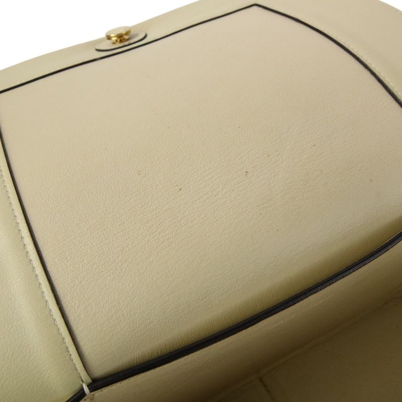 Good Celine Frame Medium Calf Leather Shoulder Bag 180263 Ivory Gray Ladies Used