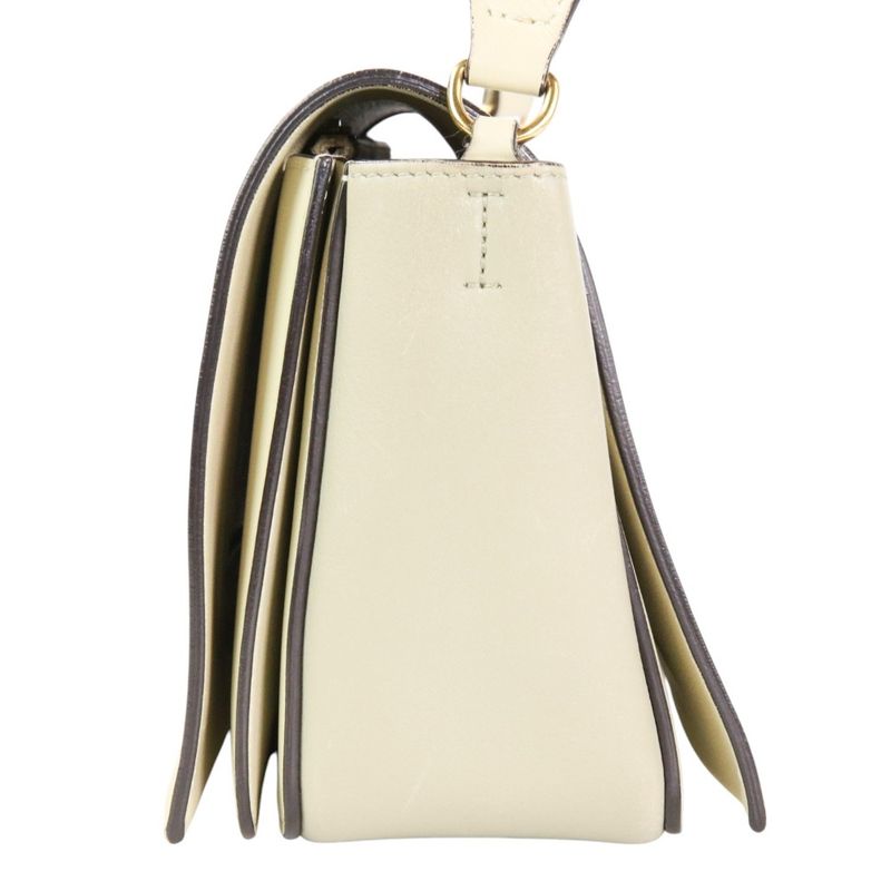 Good Celine Frame Medium Calf Leather Shoulder Bag 180263 Ivory Gray Ladies Used