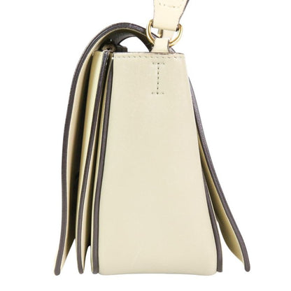 Good Celine Frame Medium Calf Leather Shoulder Bag 180263 Ivory Gray Ladies Used