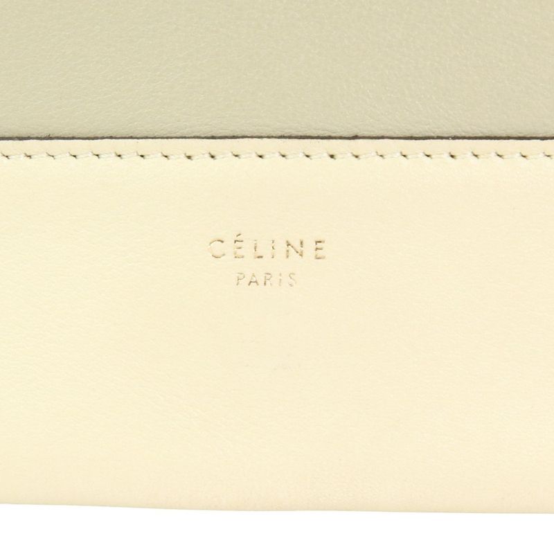 Good Celine Frame Medium Calf Leather Shoulder Bag 180263 Ivory Gray Ladies Used