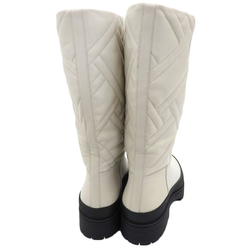 22AW Hermes FUJI Leather Long Boots 37 24cm (9.45in) Equivalent White Women's