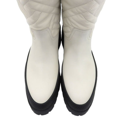 22AW Hermes FUJI Leather Long Boots 37 24cm (9.45in) Equivalent White Women's