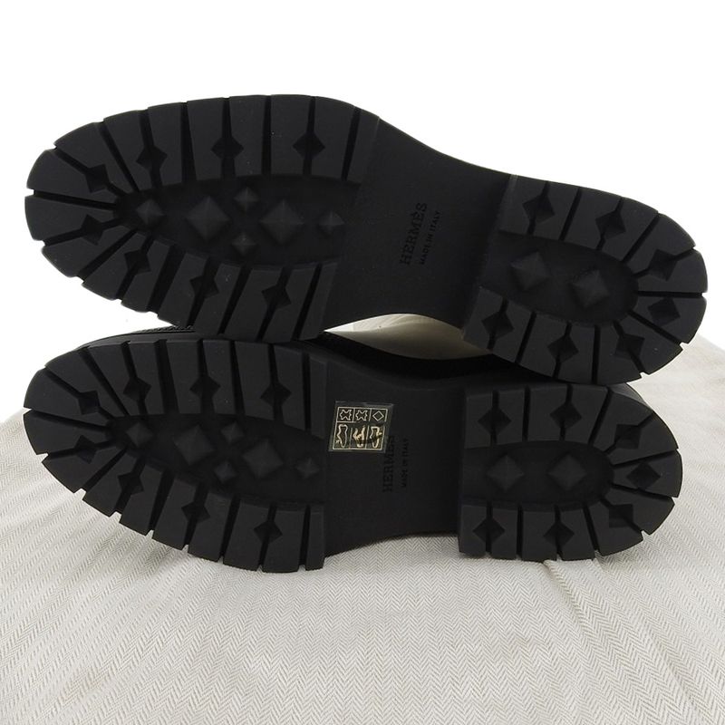 22AW Hermes FUJI Leather Long Boots 37 24cm (9.45in) Equivalent White Women's