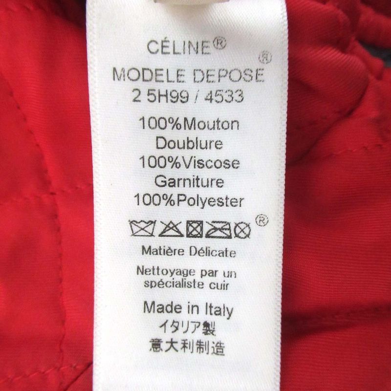 Good Celine Phoebe Period Lamb Leather Padded Biker Riders Jacket Size 36 Navy