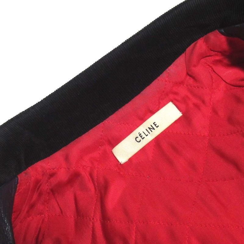 Good Celine Phoebe Period Lamb Leather Padded Biker Riders Jacket Size 36 Navy