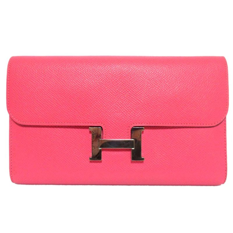 Hermes Vaux Epson Constance Long Wallet Long Wallet Engraved A Rose Azalee
