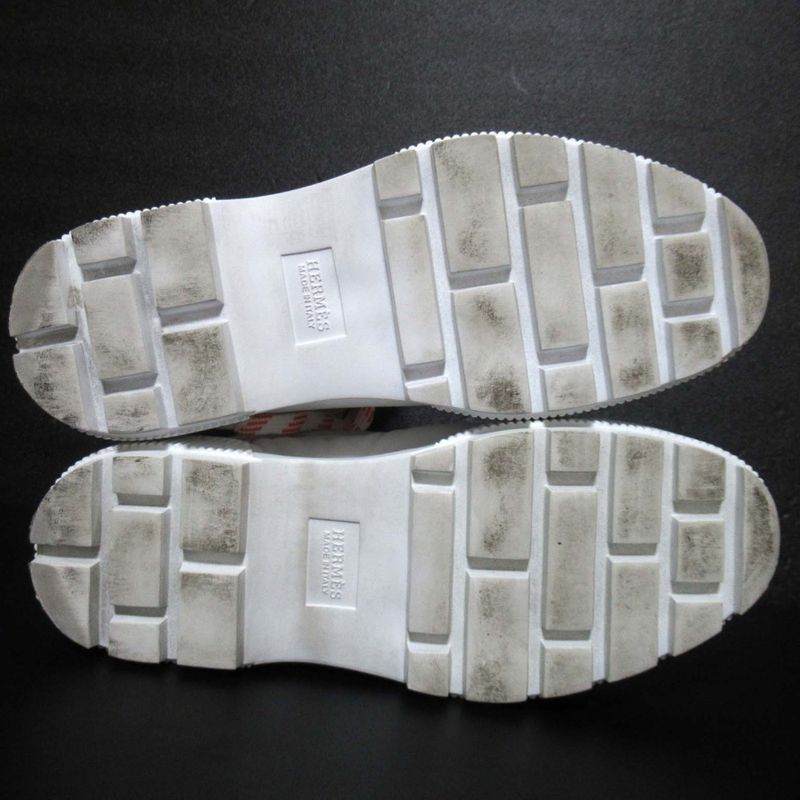 Hermes Fresh Nylon And Leather Lace-up Short Boots Size 37 Equivalent To 24cm