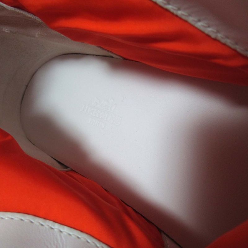 Hermes Fresh Nylon And Leather Lace-up Short Boots Size 37 Equivalent To 24cm