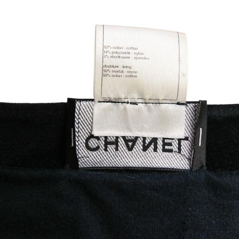 Good Chanel Coco Mark Pile Velour Cardigan Blouson P41364 Size 36 Black Silver