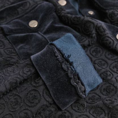 Good Chanel Coco Mark Pile Velour Cardigan Blouson P41364 Size 36 Black Silver