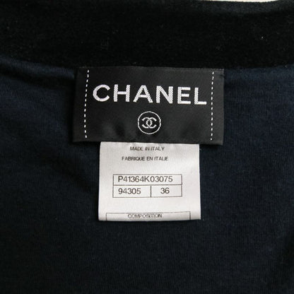 Good Chanel Coco Mark Pile Velour Cardigan Blouson P41364 Size 36 Black Silver