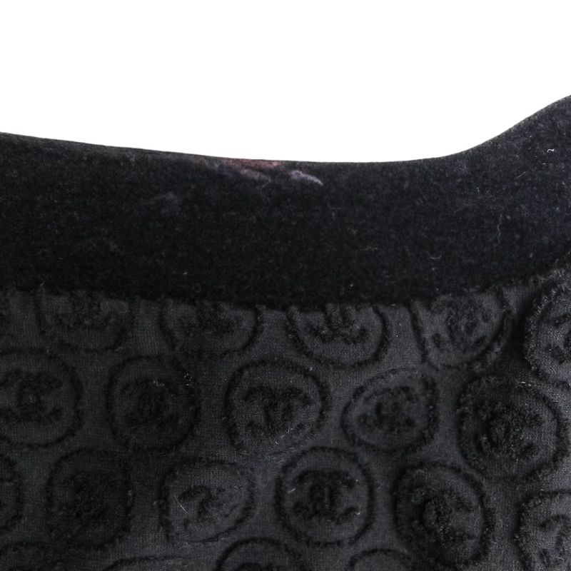 Good Chanel Coco Mark Pile Velour Cardigan Blouson P41364 Size 36 Black Silver