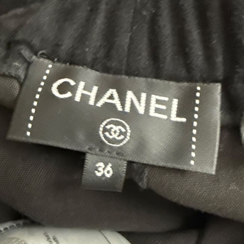20b Chanel Lambskin Suede Coco Mark Skinny Pants P64980 36 Black Ladies Used
