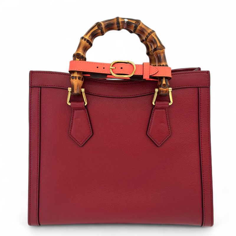 Gucci Diana Small Bamboo Handle Leather 2way Tote Bag Shoulder Bag 660195 Red
