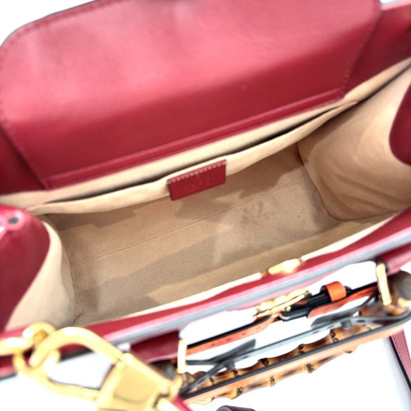 Gucci Diana Small Bamboo Handle Leather 2way Tote Bag Shoulder Bag 660195 Red