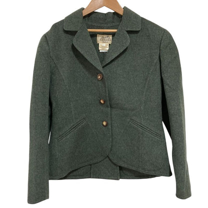 Hermes 100% Cashmere Waist Mark Tailored Jacket Size 42 Green Ladies Used