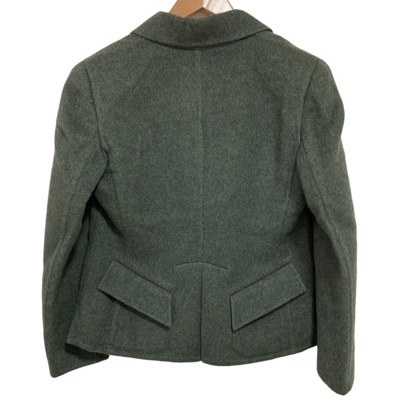 Hermes 100% Cashmere Waist Mark Tailored Jacket Size 42 Green Ladies Used