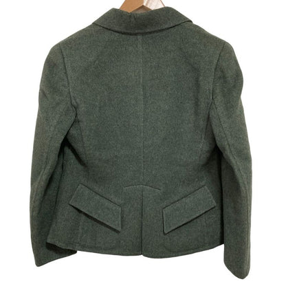 Hermes 100% Cashmere Waist Mark Tailored Jacket Size 42 Green Ladies Used