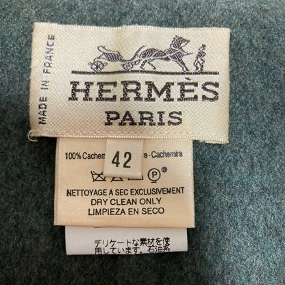 Hermes 100% Cashmere Waist Mark Tailored Jacket Size 42 Green Ladies Used