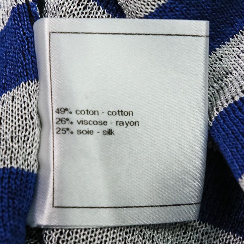 Good Chanel Camellia Striped Long Sleeve Dress P47670k06031 Size 36 Navy Ladies