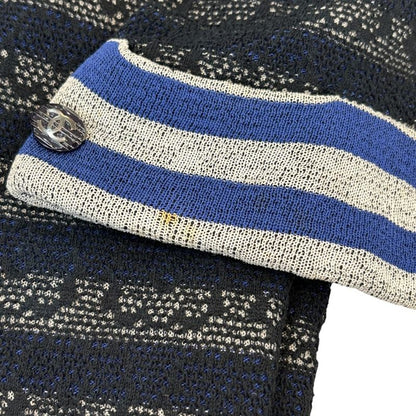 Good Chanel Camellia Striped Long Sleeve Dress P47670k06031 Size 36 Navy Ladies