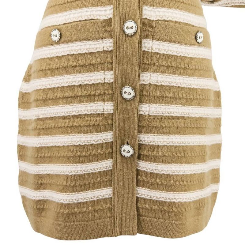 Chanel Cashmere Striped Long Knit Cardigan Tank Top Ensemble P51680/p51639 Size