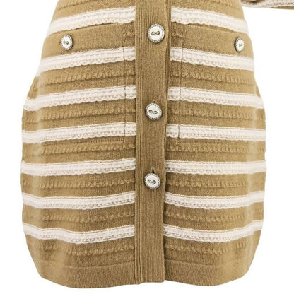 Chanel Cashmere Striped Long Knit Cardigan Tank Top Ensemble P51680/p51639 Size