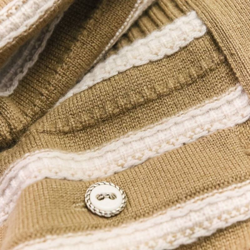 Chanel Cashmere Striped Long Knit Cardigan Tank Top Ensemble P51680/p51639 Size