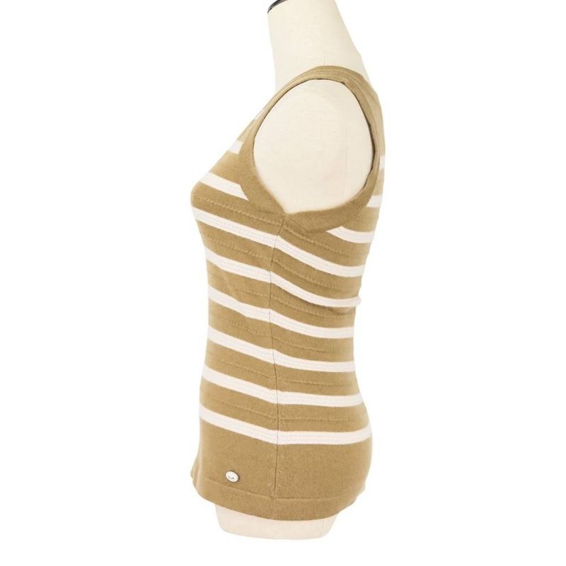 Chanel Cashmere Striped Long Knit Cardigan Tank Top Ensemble P51680/p51639 Size