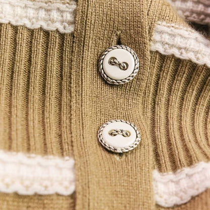 Chanel Cashmere Striped Long Knit Cardigan Tank Top Ensemble P51680/p51639 Size