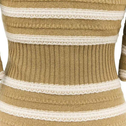 Chanel Cashmere Striped Long Knit Cardigan Tank Top Ensemble P51680/p51639 Size