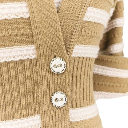 Chanel Cashmere Striped Long Knit Cardigan Tank Top Ensemble P51680/p51639 Size